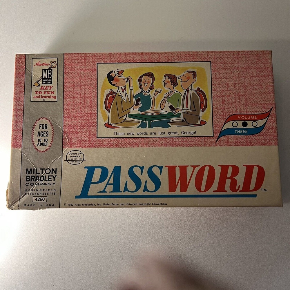 1963 Milton Bradley Password Board Game Volume Three Complete w/36 Cards-Vintage